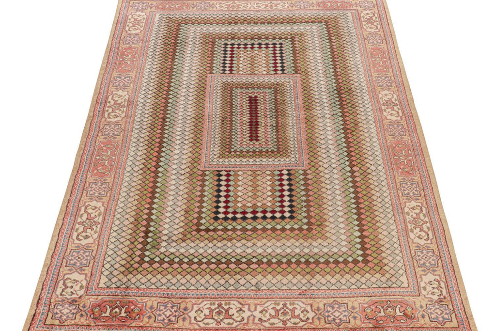 Vintage Zeki Muren Rug In Polychromatic Geometric Patterns 8x11