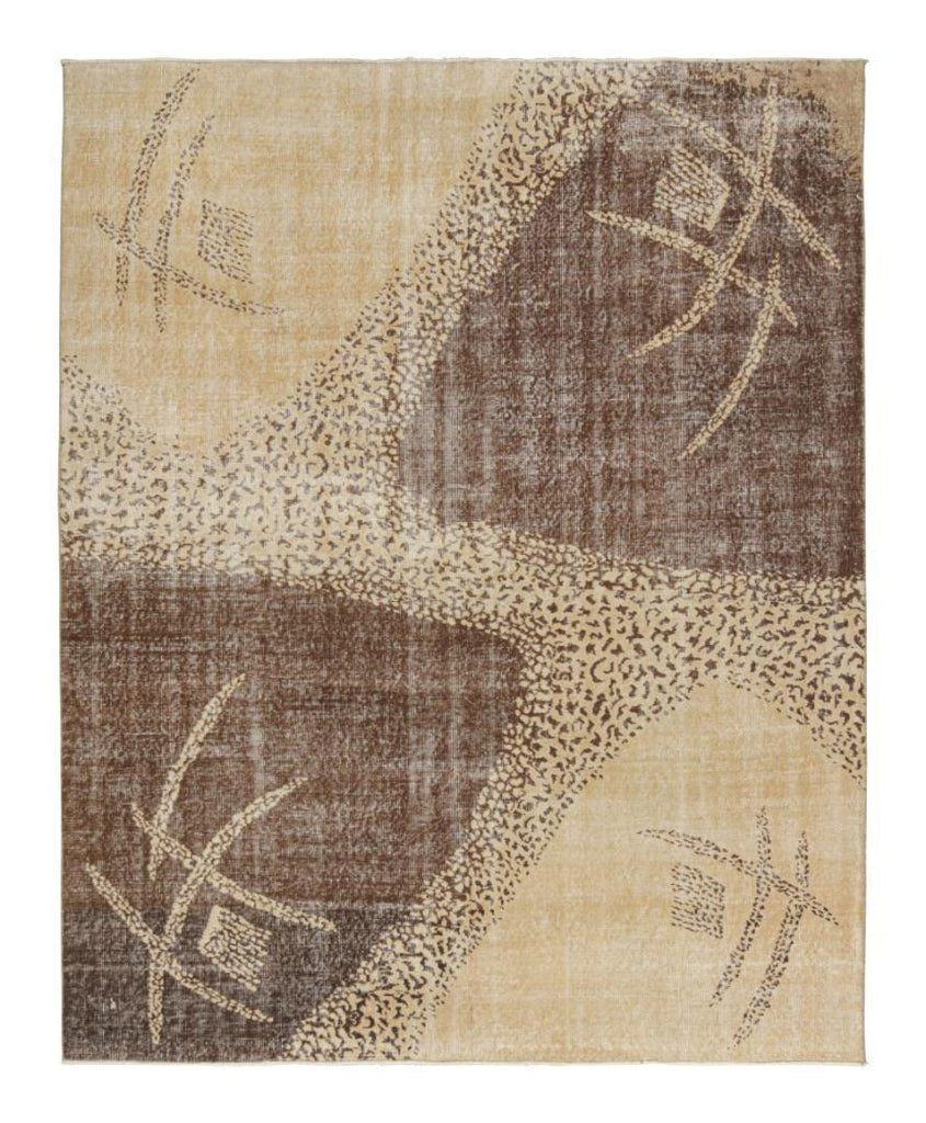 Vintage Zeki Muren Rug In Beige Cream And Brown Patterns