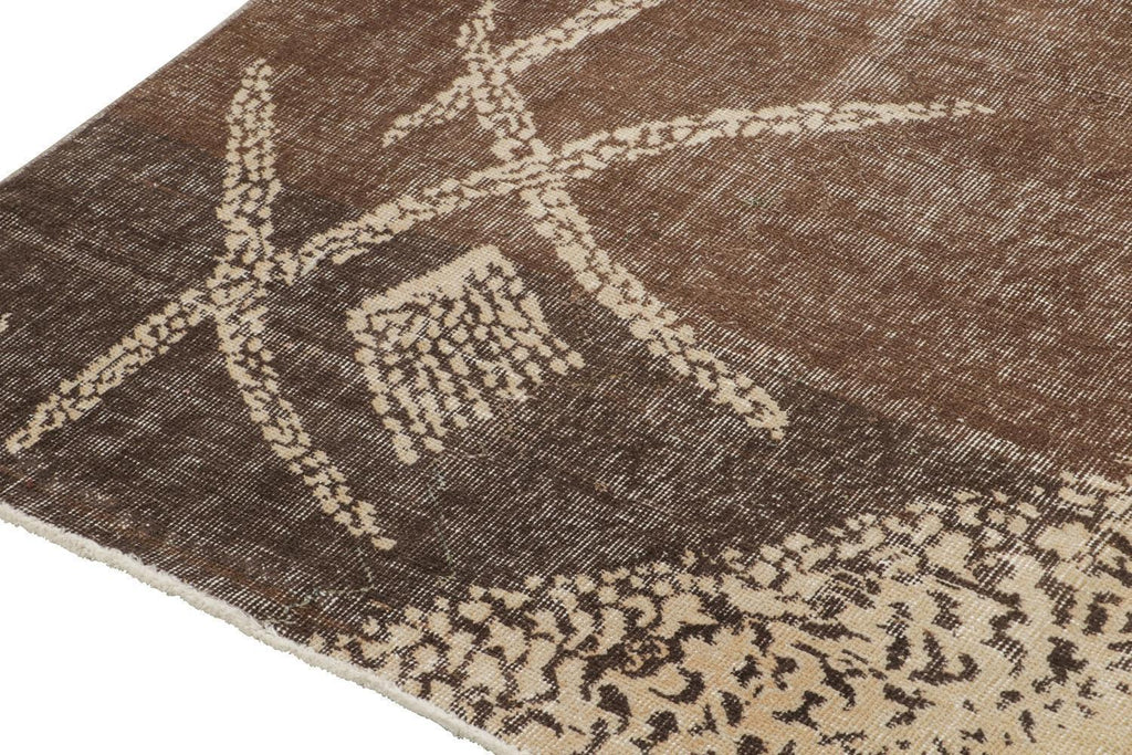 Vintage Zeki Muren Rug In Beige Cream And Brown Patterns