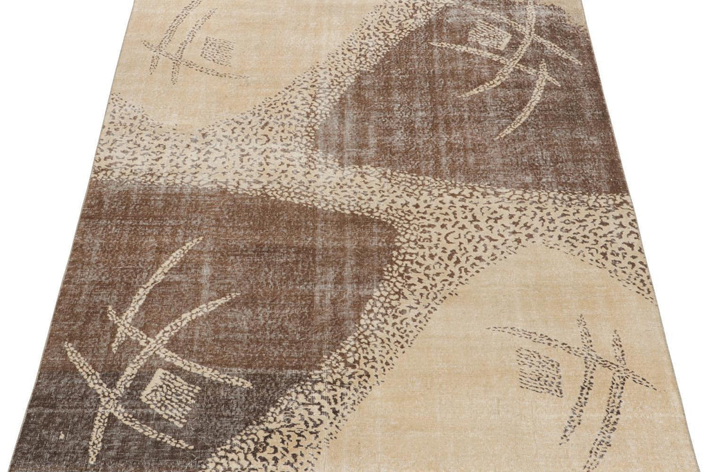 Vintage Zeki Muren Rug In Beige Cream And Brown Patterns