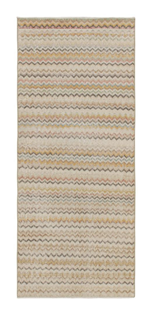 Vintage Zeki Muren Runner In Taupe With Polychromatic Chevrons