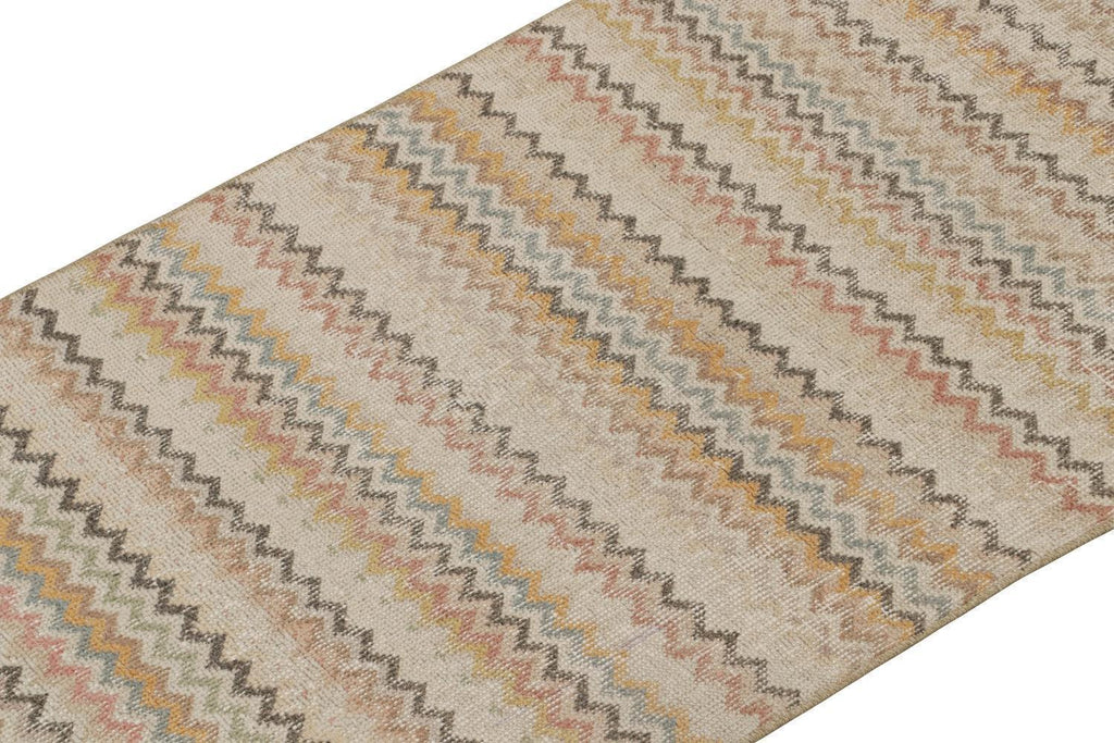 Vintage Zeki Muren Runner In Taupe With Polychromatic Chevrons