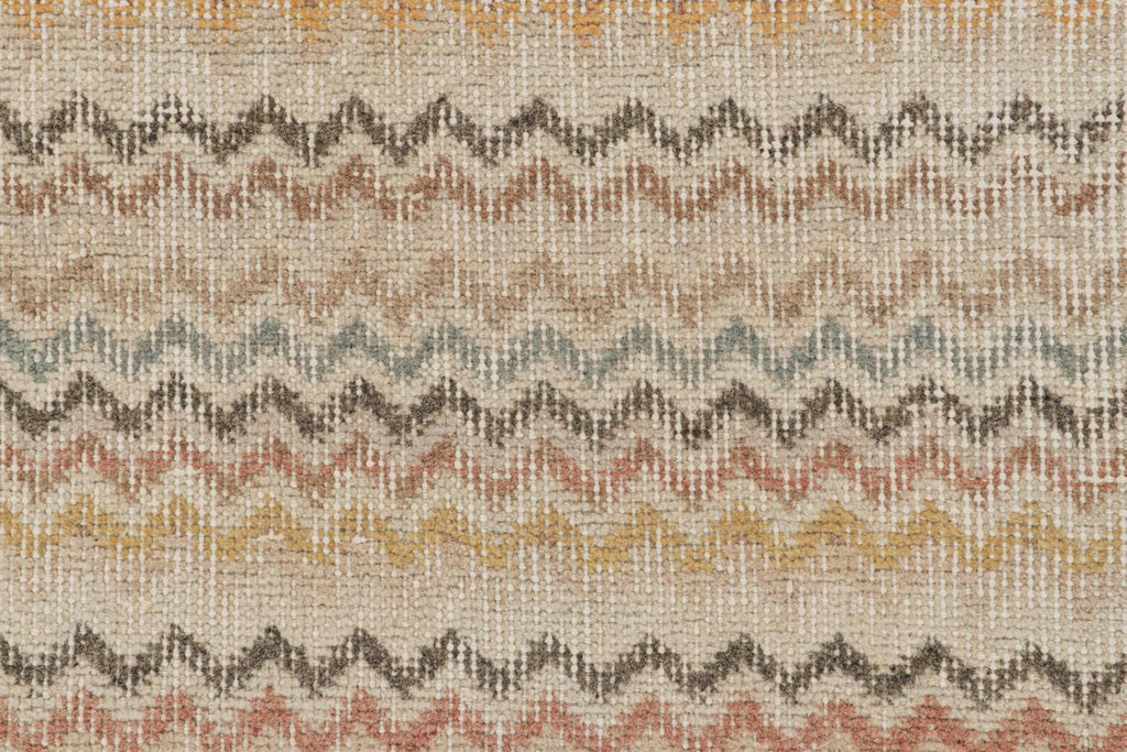 Vintage Zeki Muren Runner In Taupe With Polychromatic Chevrons