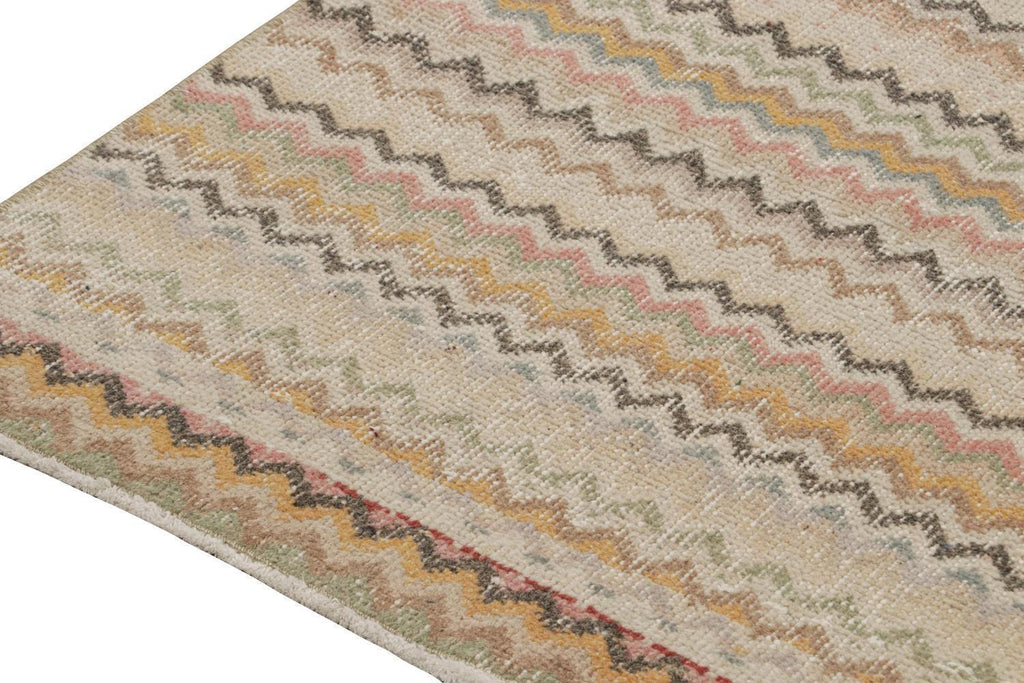 Vintage Zeki Muren Runner In Taupe With Polychromatic Chevrons