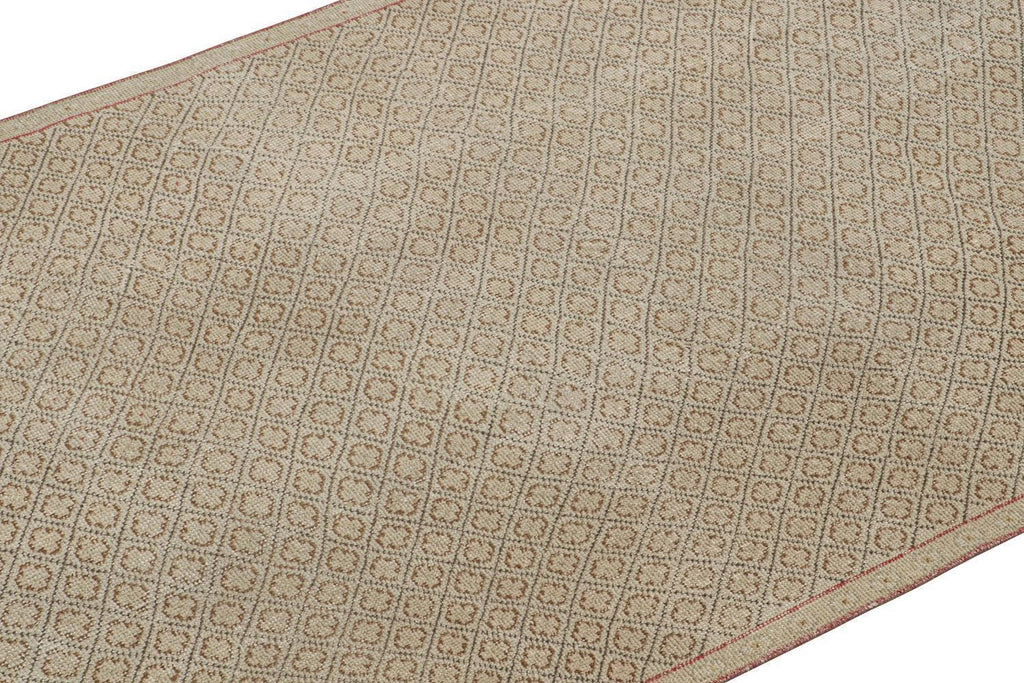 Vintage Zeki Muren Rug With Beige Brown Geometric Pattern