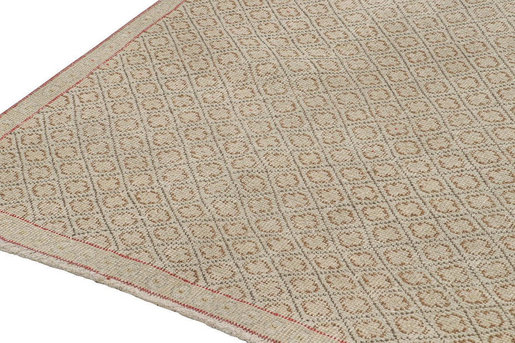 Vintage Zeki Muren Rug With Beige Brown Geometric Pattern