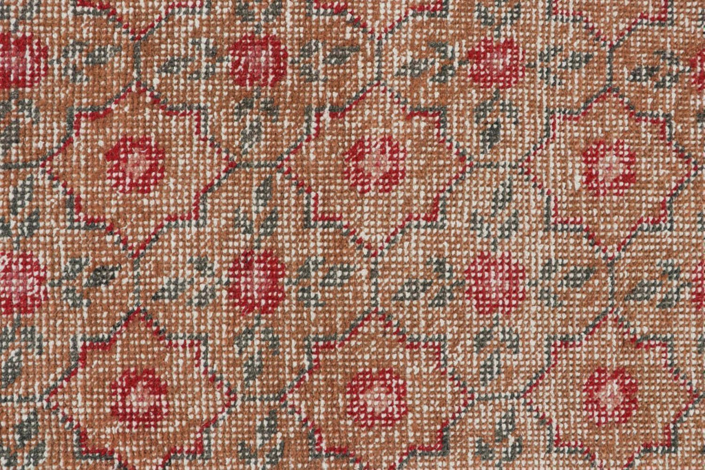 Vintage Zeki Muren Rug In Brown With Red And Teal Trellis Pattern