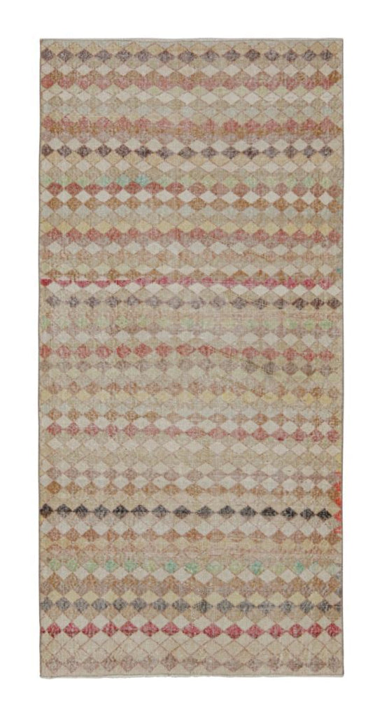 Vintage Zeki Muren Rug In Polychromatic Geometric Pattern 4x8