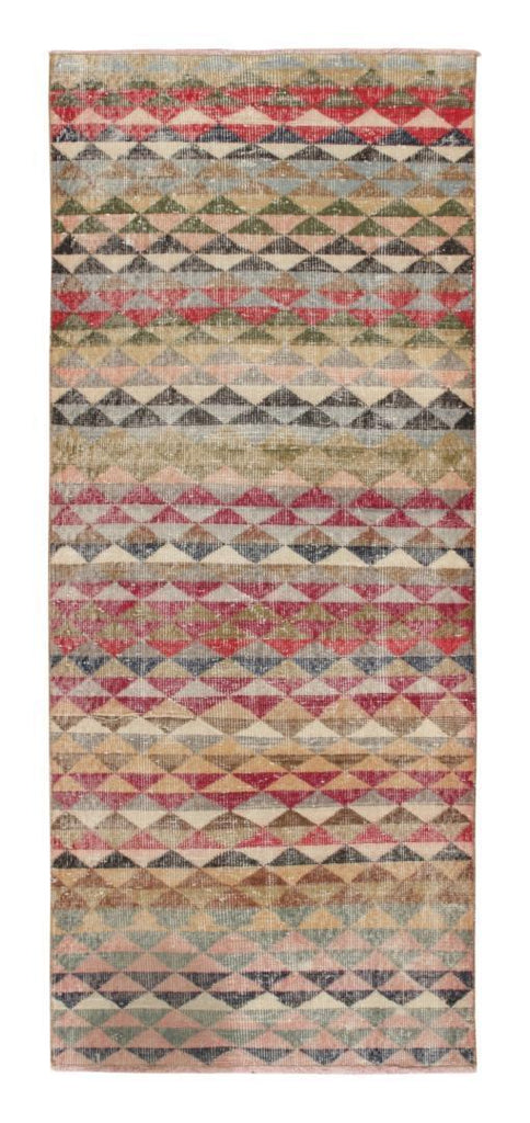 Vintage Zeki Muren Runner In Polychromatic Geometric Pattern, 3x7