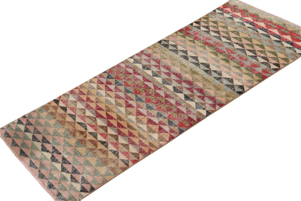 Vintage Zeki Muren Runner In Polychromatic Geometric Pattern, 3x7