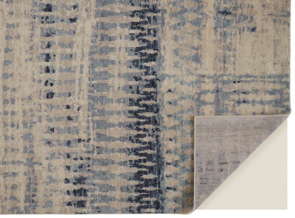 Palomar Transitional Abstract Blue Tan Area Rug (5'6" x 8'6")