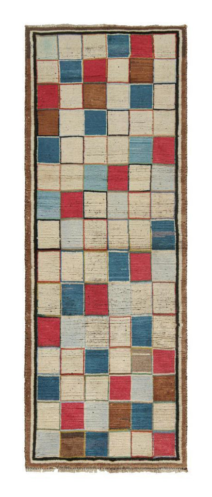 Vintage Persian Tribal Runner With Square Patterns