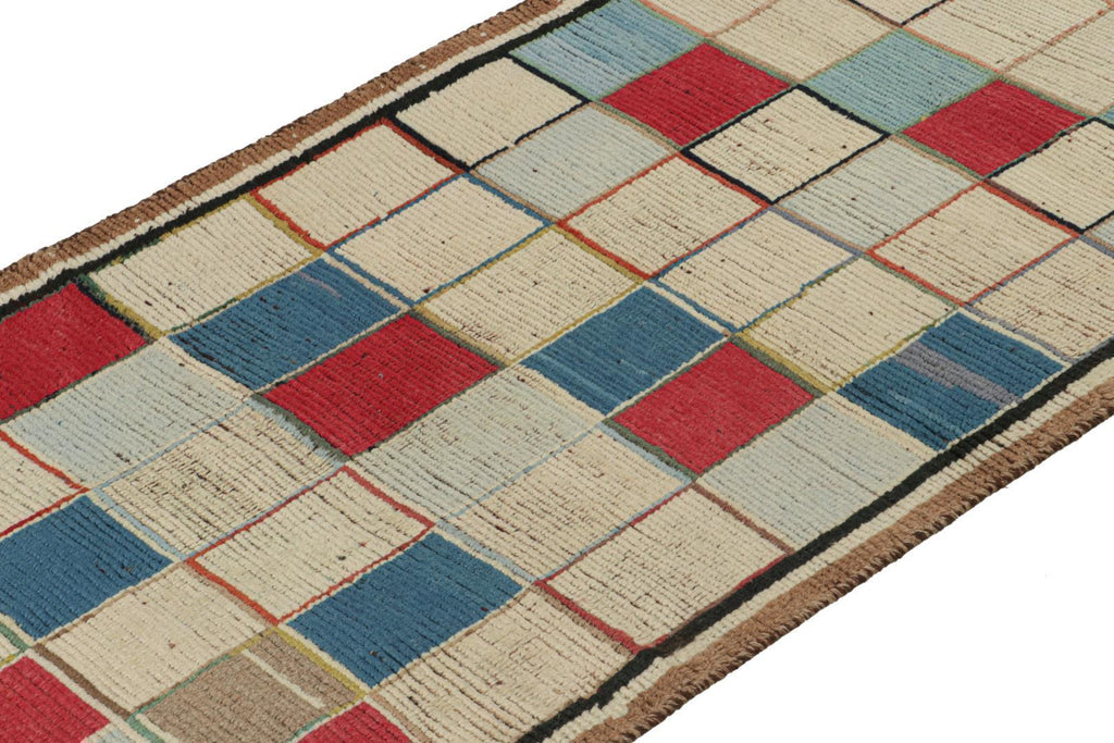 Vintage Persian Tribal Runner With Square Patterns