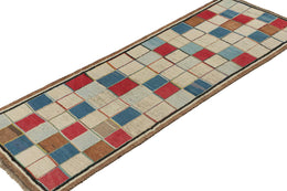 Vintage Persian Tribal Runner With Square Patterns