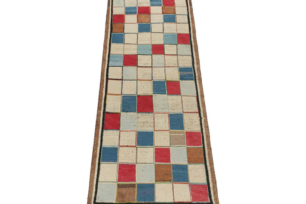 Vintage Persian Tribal Runner With Square Patterns