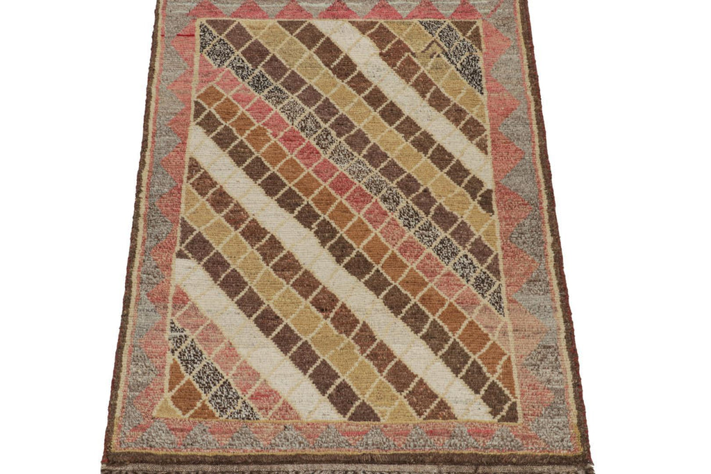 Vintage Persian Rug With Polychromatic Diamond Patterns