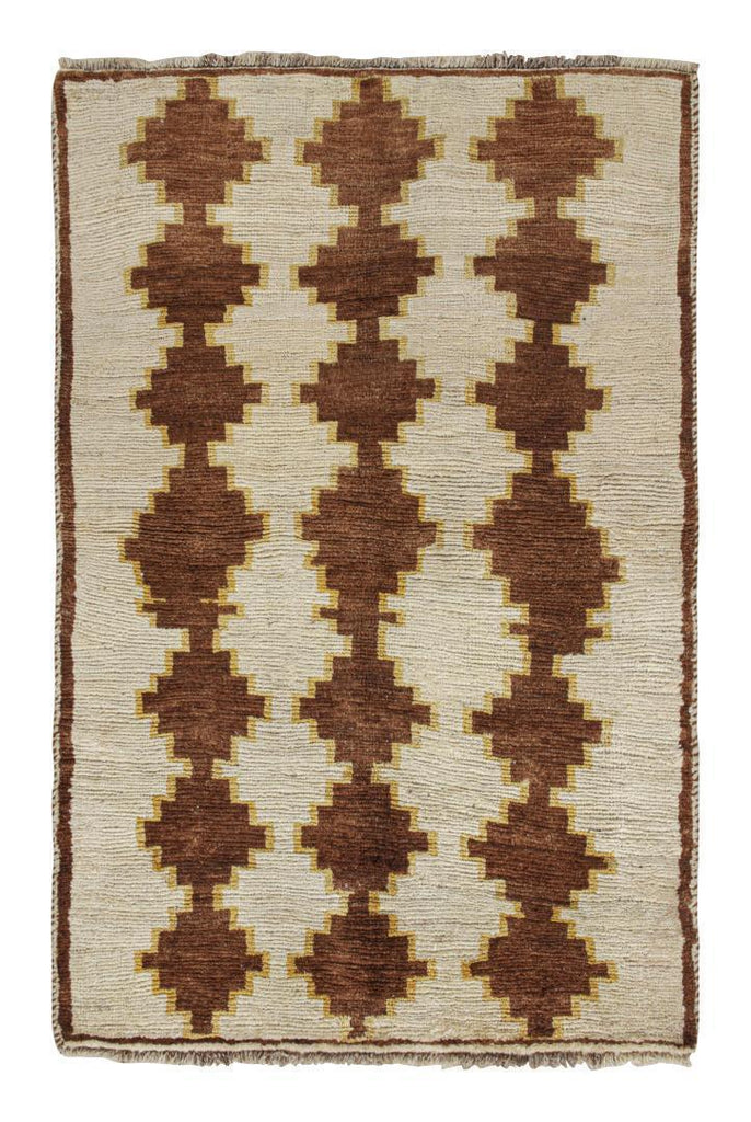 Vintage Qashqai Persian Gabbeh Rug In Beige With Brown Pattern