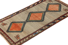 Vintage Persian Tribal Runner With Orange Medallions & Pictorials