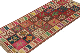 Vintage Qashqai Persian Gabbeh Runner With Geometric Patterns 3X8