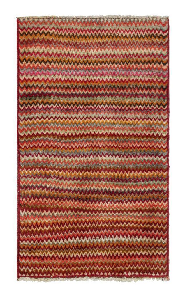 Vintage Persian Tribal Rug In Polychromatic Chevron Patterns