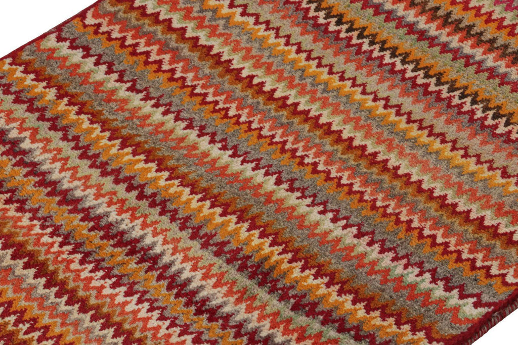 Vintage Persian Tribal Rug In Polychromatic Chevron Patterns