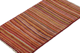 Vintage Persian Tribal Rug In Polychromatic Chevron Patterns