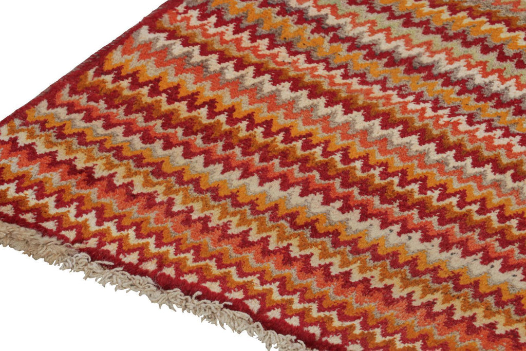 Vintage Persian Tribal Rug In Polychromatic Chevron Patterns