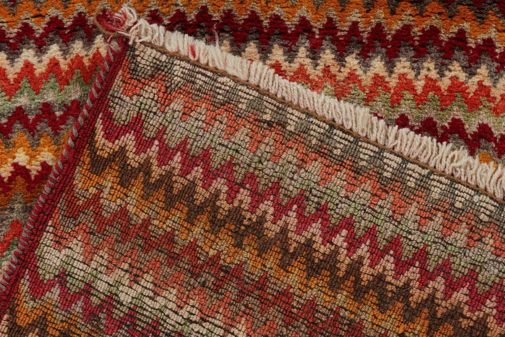 Vintage Persian Tribal Rug In Polychromatic Chevron Patterns