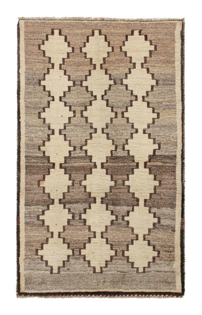 Vintage Persian Tribal Rug In Beige With Geometric Patterns