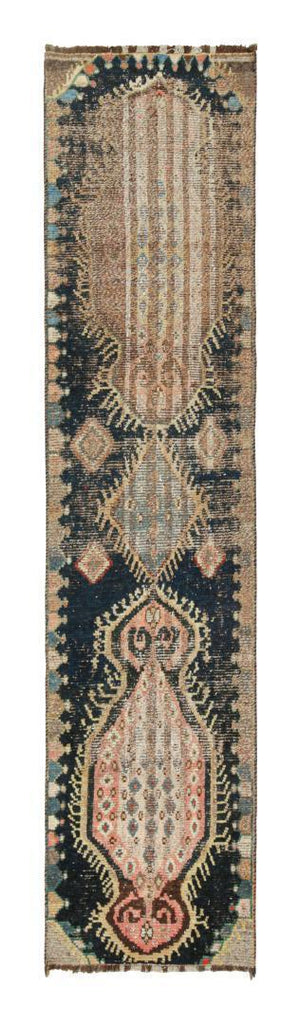 Vintage Qashqai Persian Gabbeh Runner With Medallion Patterns