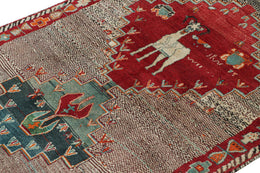 Vintage Qashqai Persian Gabbeh Rug With Medallion And Pictorial