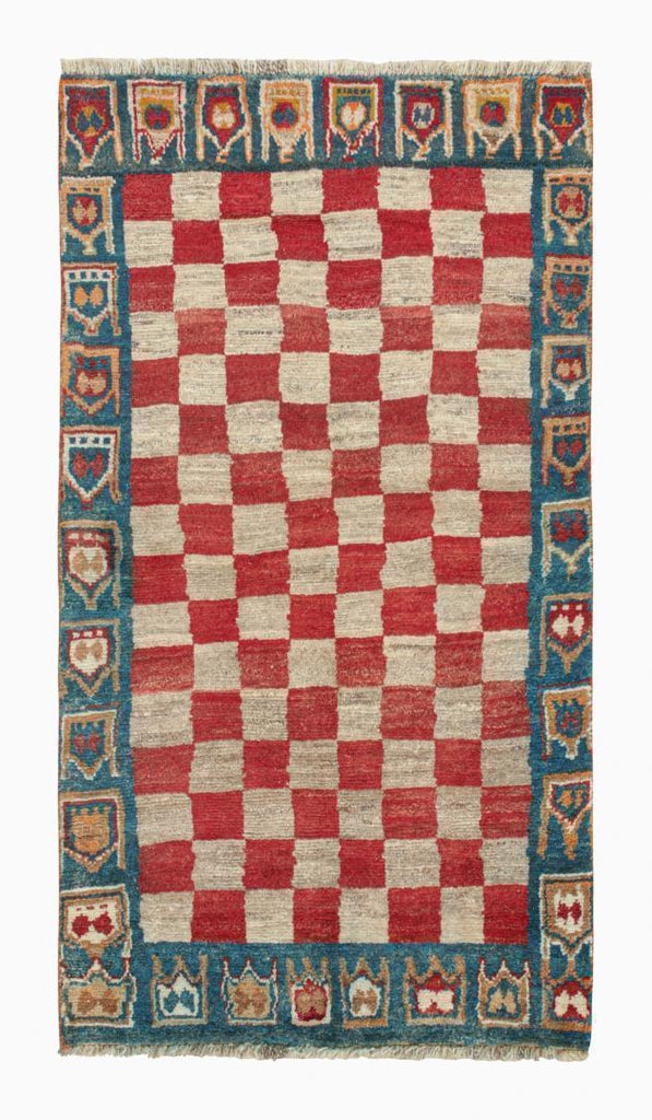 Vintage Qashqai Persian Gabbeh Runner With Checkerboard Pattern