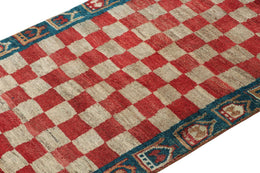 Vintage Qashqai Persian Gabbeh Runner With Checkerboard Pattern