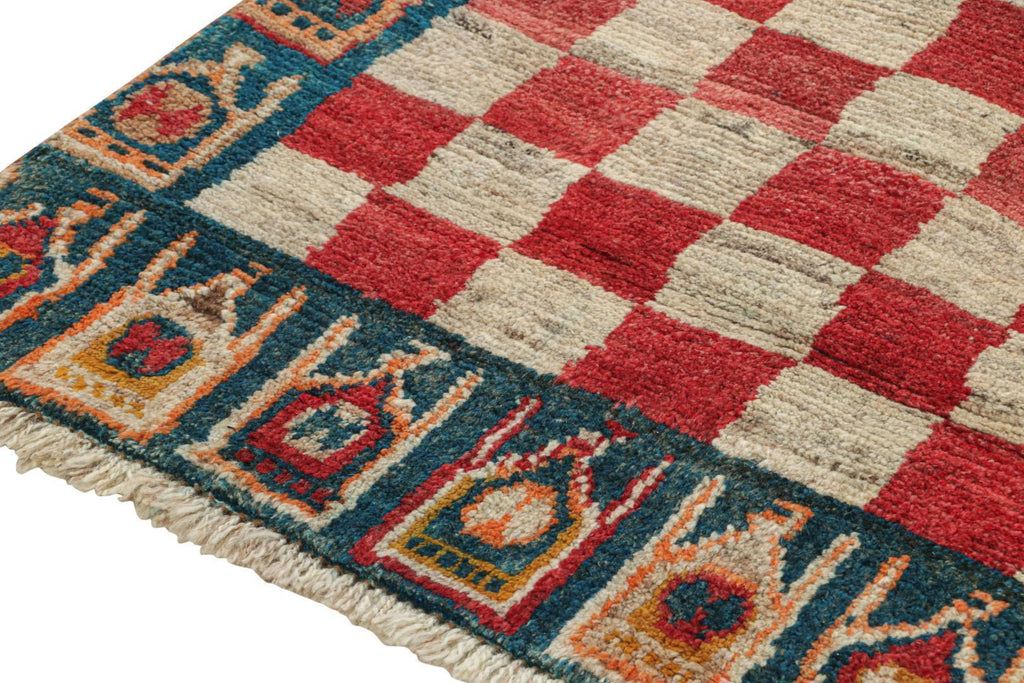 Vintage Qashqai Persian Gabbeh Runner With Checkerboard Pattern