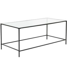 Arvi 44" Coffee Table - Clear Glass,Black Base