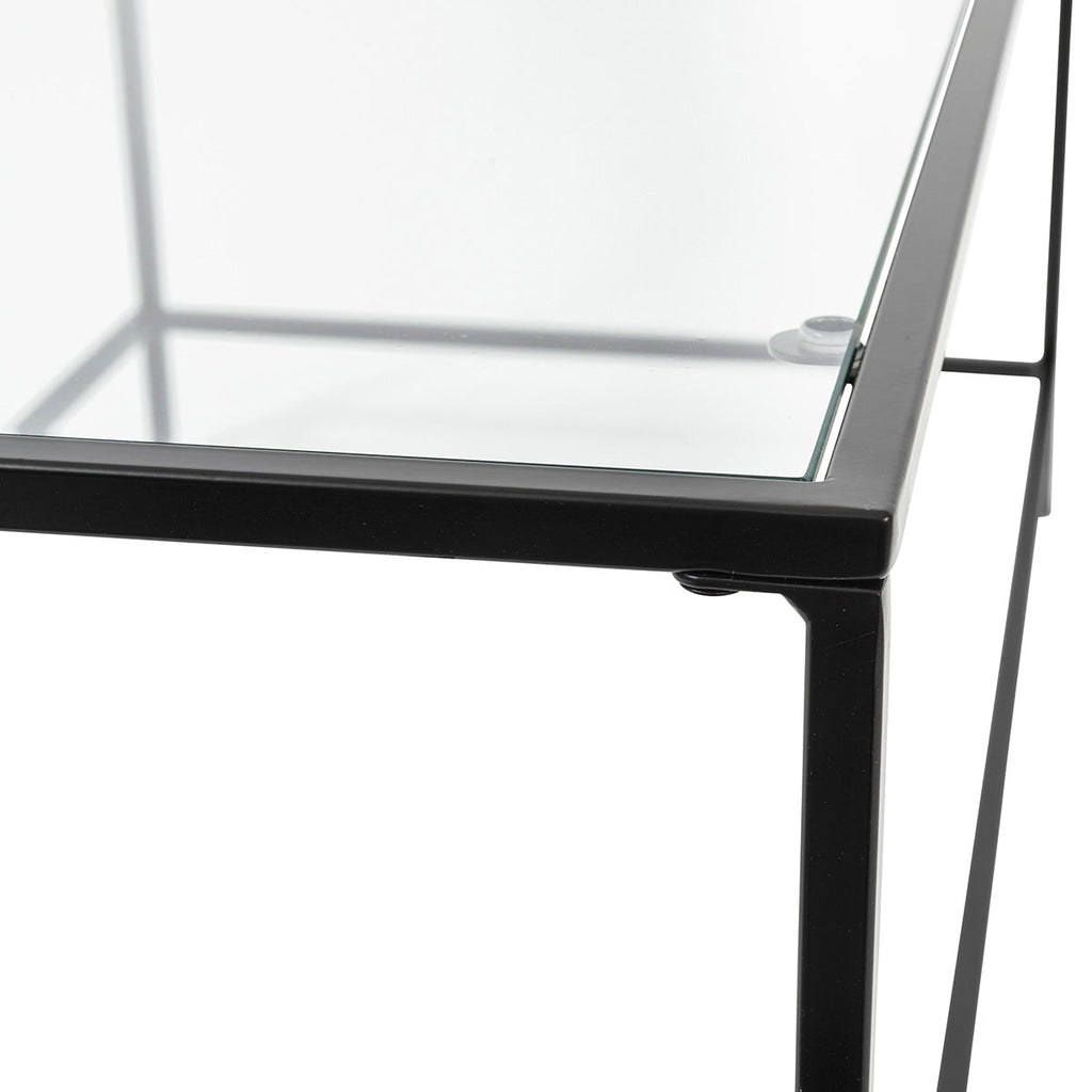 Arvi 44" Coffee Table - Clear Glass,Black Base