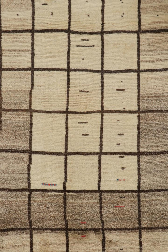 Vintage Qashqai Persian Gabbeh Runner In Beige Brown Grid Pattern