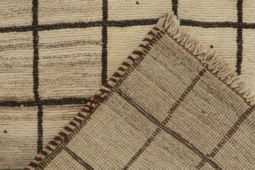 Vintage Qashqai Persian Gabbeh Runner In Beige Brown Grid Pattern