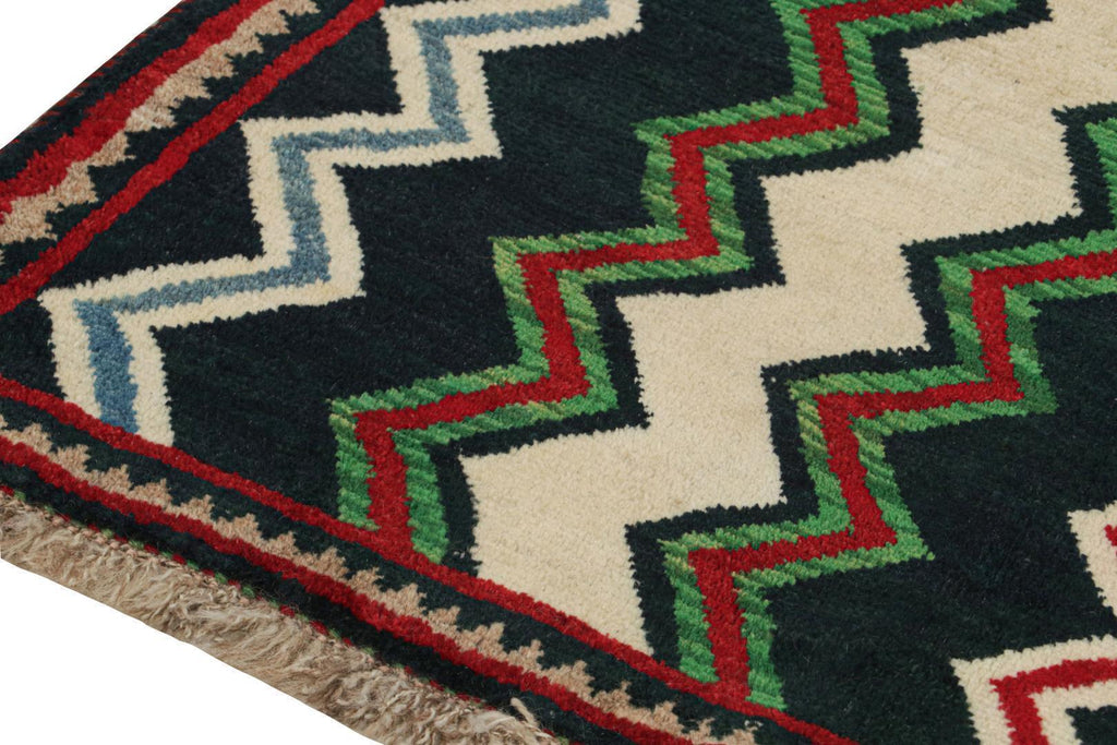 Vintage Qashqai Persian Gabbeh Runner With Chevron Patterns