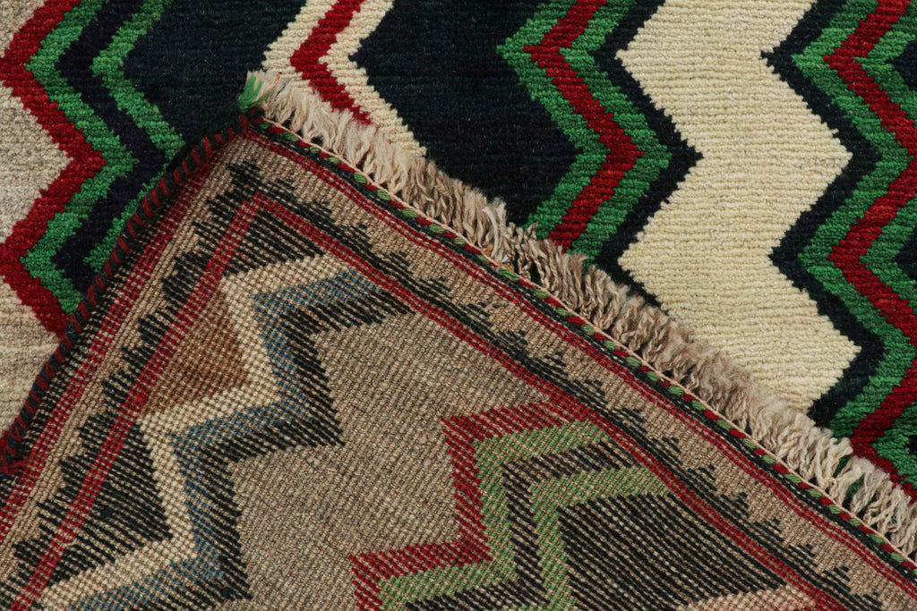 Vintage Qashqai Persian Gabbeh Runner With Chevron Patterns