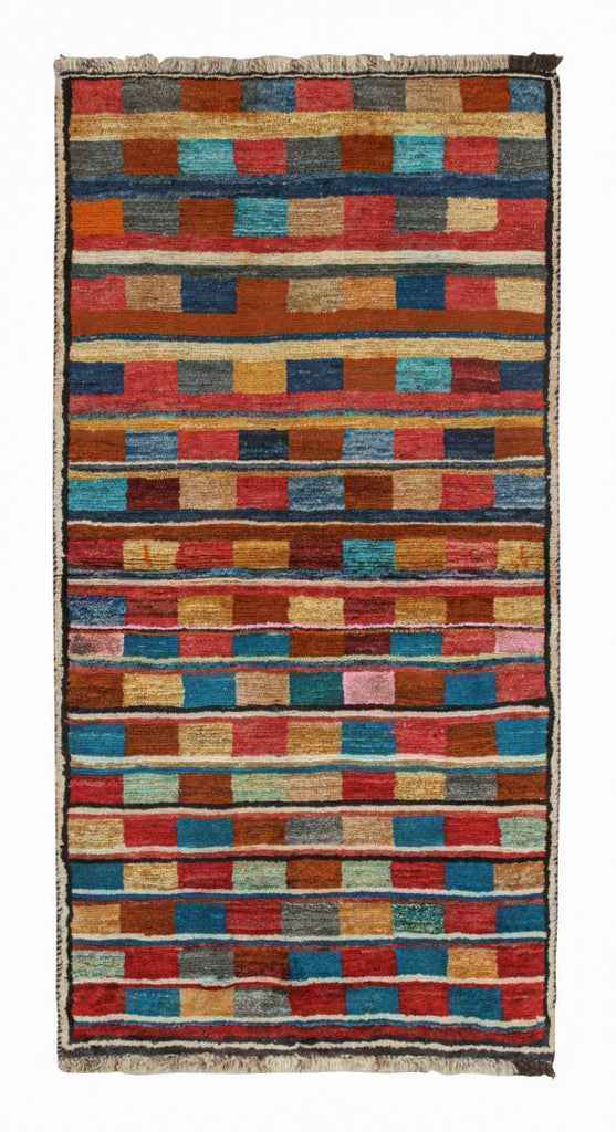 Vintage Qashqai Persian Gabbeh Runner In Polychromatic Patterns