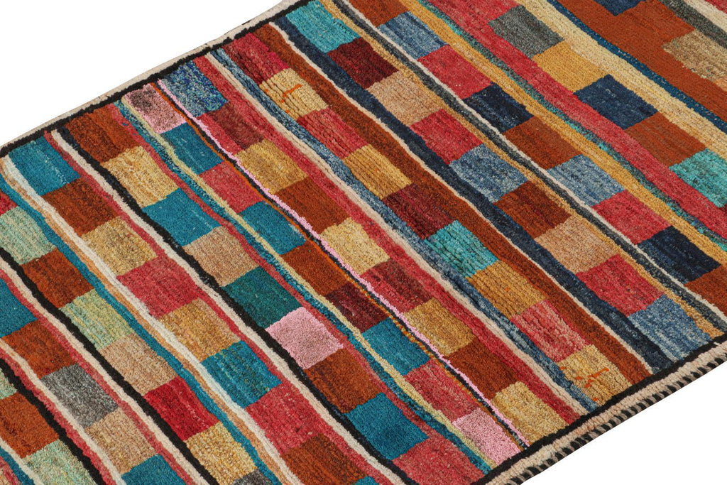 Vintage Qashqai Persian Gabbeh Runner In Polychromatic Patterns