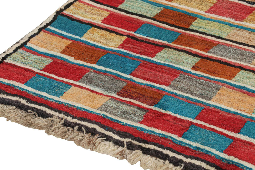 Vintage Qashqai Persian Gabbeh Runner In Polychromatic Patterns