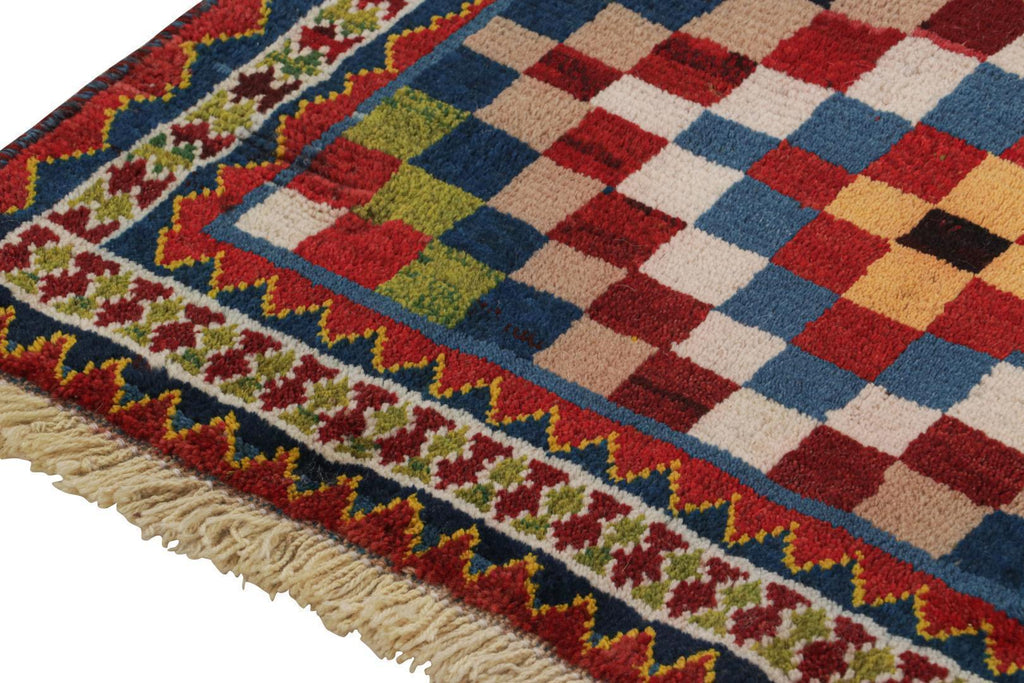 Vintage Qashqai Persian Gabbeh Runner With Geometric Patterns 3X7