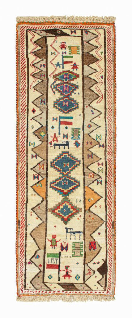 Vintage Persian Tribal Runner In Beige With Geometric Patterns