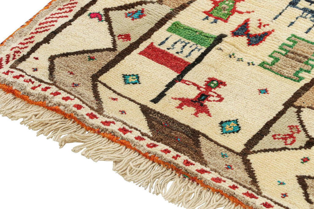 Vintage Persian Tribal Runner In Beige With Geometric Patterns