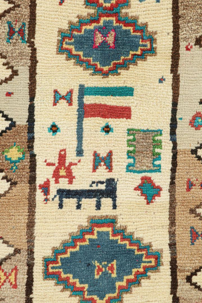 Vintage Persian Tribal Runner In Beige With Geometric Patterns