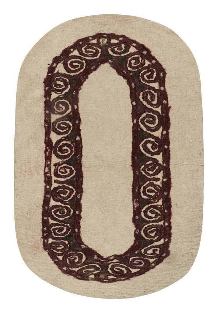 Vintage Persian Felted Oval Rug In Beige With Geometric Pattern