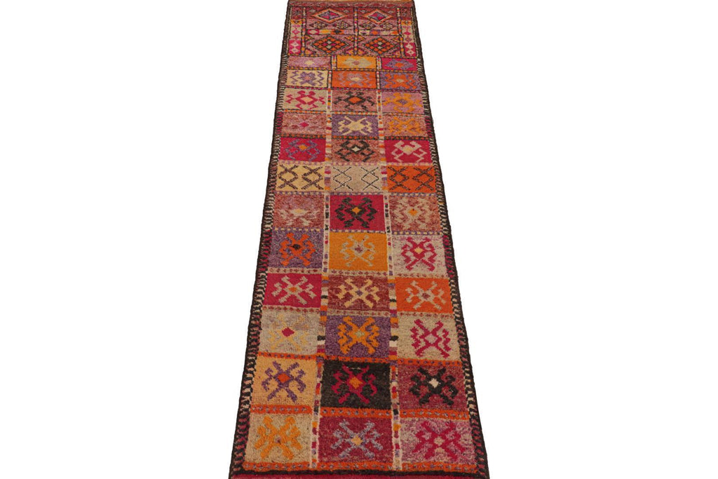 Vintage Turkish Tribal Runner In Polychromatic Tribal Patterns