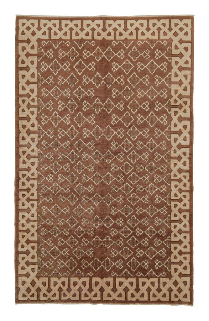 Vintage Hereke Rug In Brown With Beige Geometric Pattern